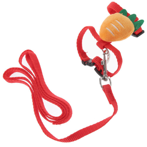 4Pcs Red Nylon Plush Bunny and Hamster Harness Leash Set