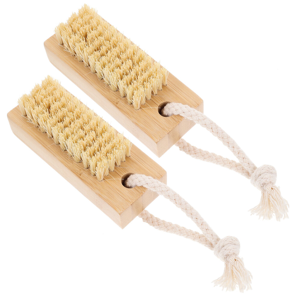 Inoomp 8Pcs Finger Nail Brush For Cleaning Nails And Toes With Bamboo Handle