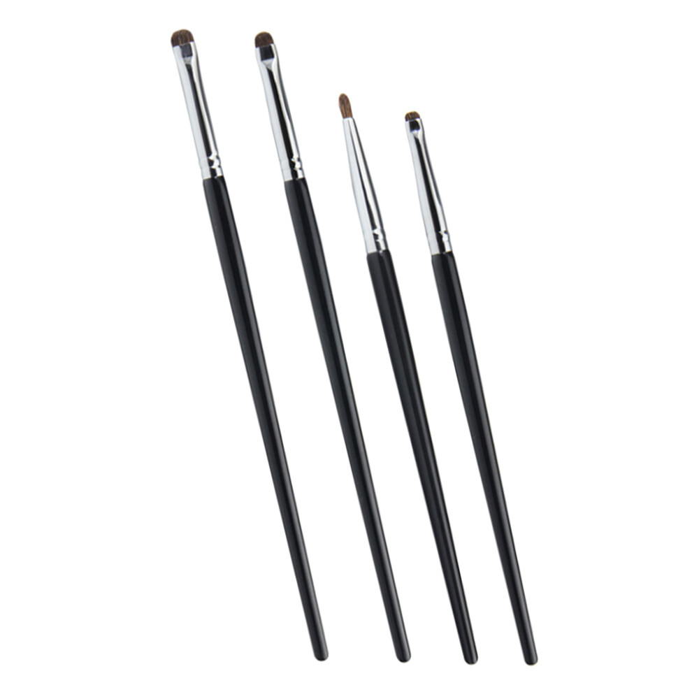 Solustre Black 8Pcs Small Eye Makeup Brush Set Wooden Handle Precision Eyeliner
