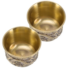 4Pcs Golden Metal Tea Cup Retro Chinese Style Teaware for Home
