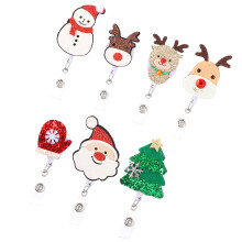 14Pcs Christmas Felt Badge Holders Retractable Reel Clips for Id Cards
