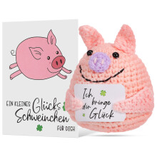 3Pièces Animaux Porcs Rose En Laine Tricotée Peluches Décoratives