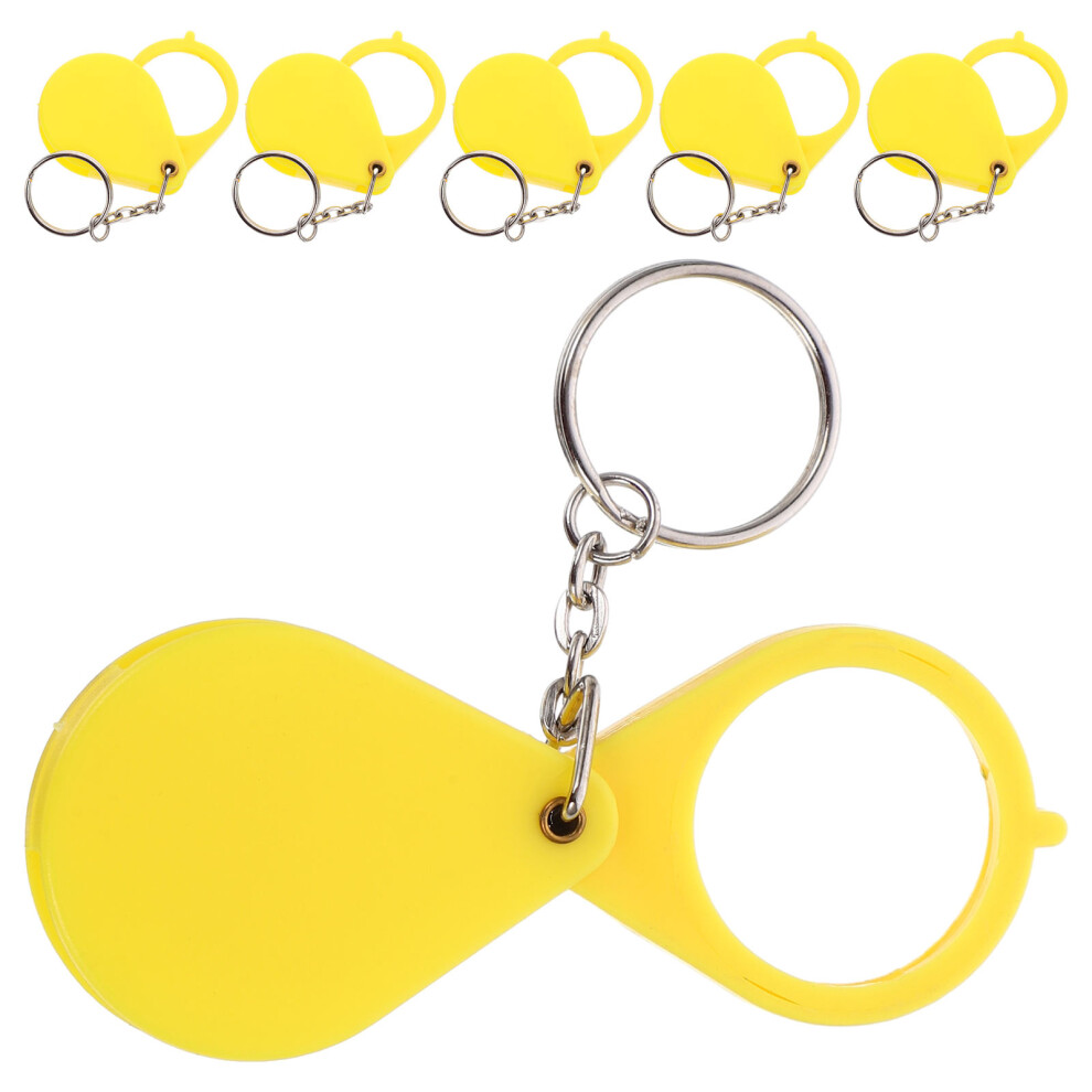 Inoomp Yellow 30Pcs Ergonomic Folding Magnifiers Keychain For Educational Use