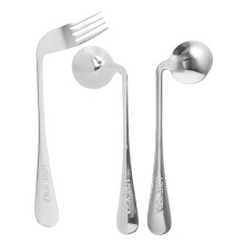 3Sets Practical Angled Spoon Tableware Stainless Steel for Elderly