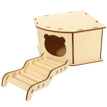 3Sets Small Pets Wooden Hideout Ladder Toy Durable Hamster Nest