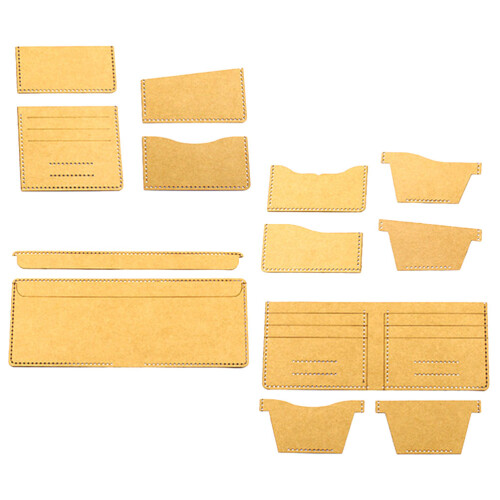 4Sets Wallet Sewing Template Acrylic DIY Stencils Light Brown