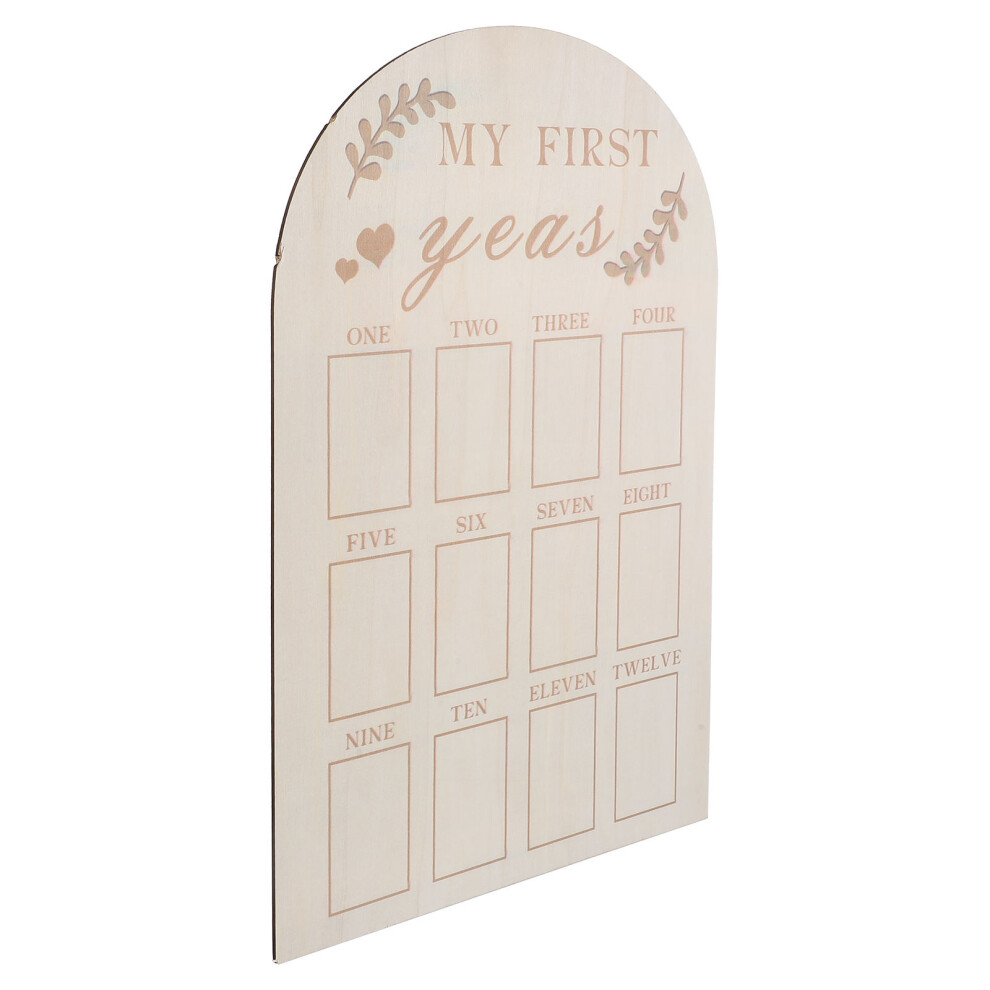 3Pcs Wooden Baby First Year Photo Frame Khaki 12 Months Keepsake Board Artibetter