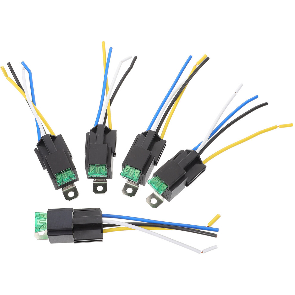5Sets 4-Pin Automotive Relay Socket Wiring Harness Kit Black 3642272450953