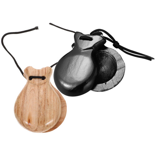 6Pcs Wood Castanets Bulk Handheld Percussion Instrument for Playing