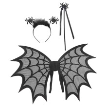 3Sets Black Felt Wing Costume Prop Set with Headband for Halloween Fun