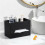 Size Tissue Box Cover Rectangle, PU Leather Tissue Box Holder with Storage Tray, Organizer Tissue Holder Black 6