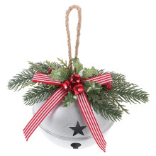 2Pcs Silver Xmas Berry Bells Metal Decorative Hanging Pendants