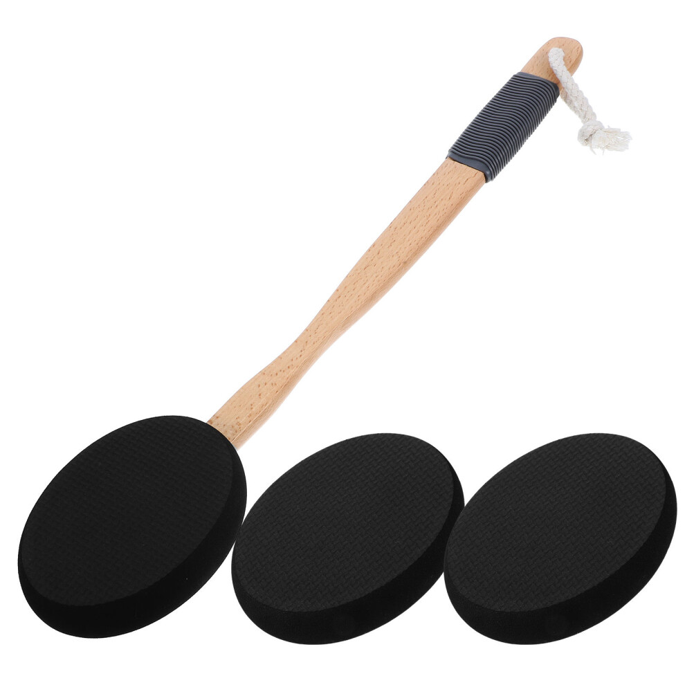 Aboofan Black 3Sets Handheld Back Lotion Applicator Exfoliating Shower Brush