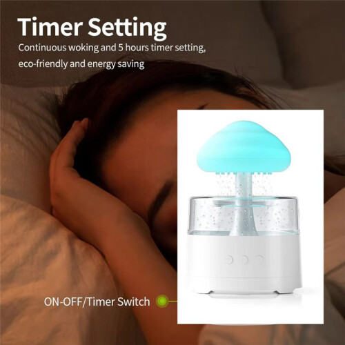 Rain Cloud Humidifier, Mushroom Humidifier, Cloud Humidifier with Adjustable LED Lights, Rain Cloud Diffuser, Remote 2