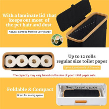 Bamboo Toilet Paper Storage Toilet Paper Stand with Bamboo Lid for Restroom Closet Bathroom Black