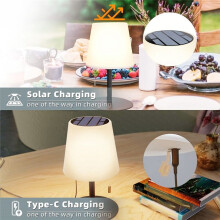 Lampe de Table D'Extérieur Étanche avec Cordon de Charge Solaire, Lampe de Table de Camping Solaire