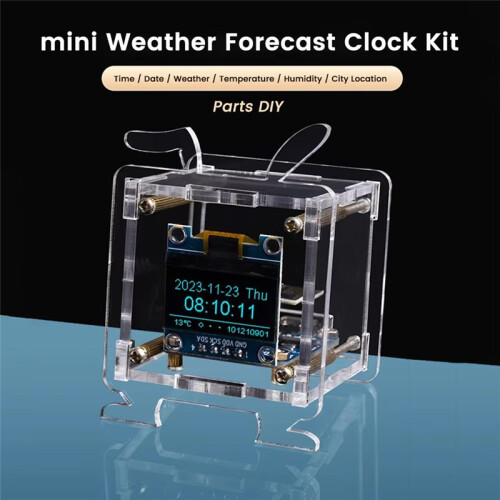 Kit DIY para  Relógio Eletrônico Esp8266 com Display OLED de 0,96 Polegadas e Suporte para Rede Wi-Fi 2.4G com Estojo para Kit de Solda DIY 2
