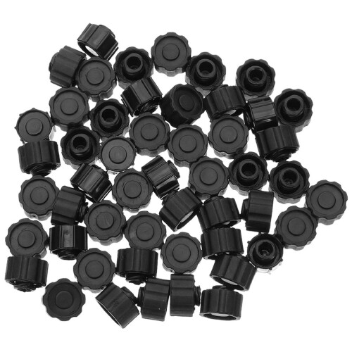 50Pcs Syringe Adapter Caps Black PP Reusable Tip Caps for Laboratory 1
