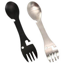 6Pcs Portable Metal Sporks with Spoon Fork Combo and Bottle Opener
