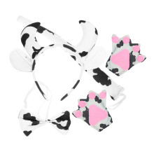 3Sets Comfortable Cow Tail Ear Headband Animal Costume Set for Stage