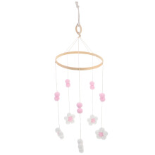 4Pcs Pink Mobile for Girls Wood Wool Ball Hanging Decor