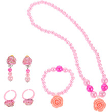 4Sets Fashionable Pink Resin Toddler Jewelry Set Necklace for Girls