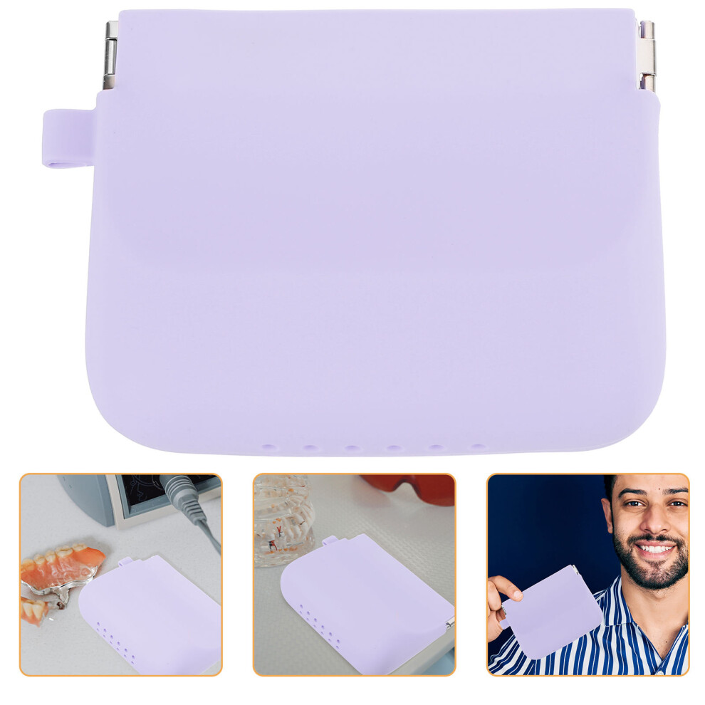 Artibetter Purple 2Pcs Silicone Denture Case Retainer Holder Travel Storage Box