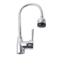 2Pcs Silver Rotating Kitchen Faucet Pull Out Sprayer Zinc Alloy Tap