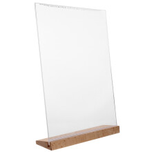 3Pcs Transparent Acrylic Menu Stands with Wood Base for Restaurants