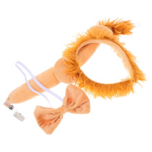 2Sets Brown Cosplay Lion Ear Headband with Tail and Party Bow Tie