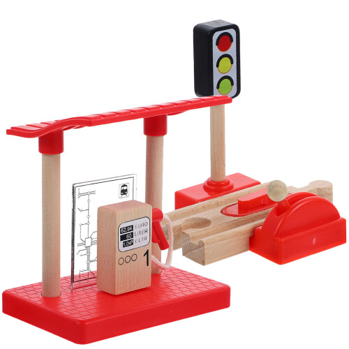 4Sets Interactive DIY Gas Station Model with Rotating Lift Road Block
