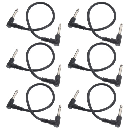 24Pcs Professional Guitar Audio Patch Cables Black PVC Flat Design