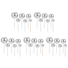 60Pcs Silver Ball Shaped Cupcake Picks Foam Cake Decor for Parties