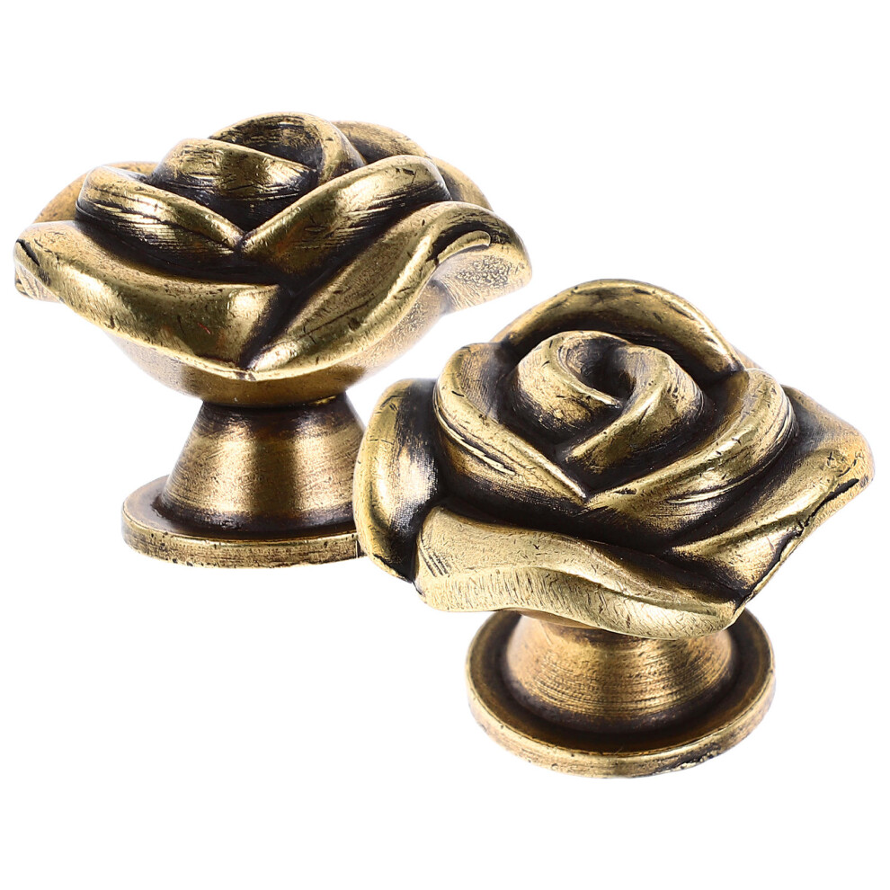 4Pcs Elegant Golden Zinc Alloy Cabinet Handles Rose Drawer Knobs 3642272455545