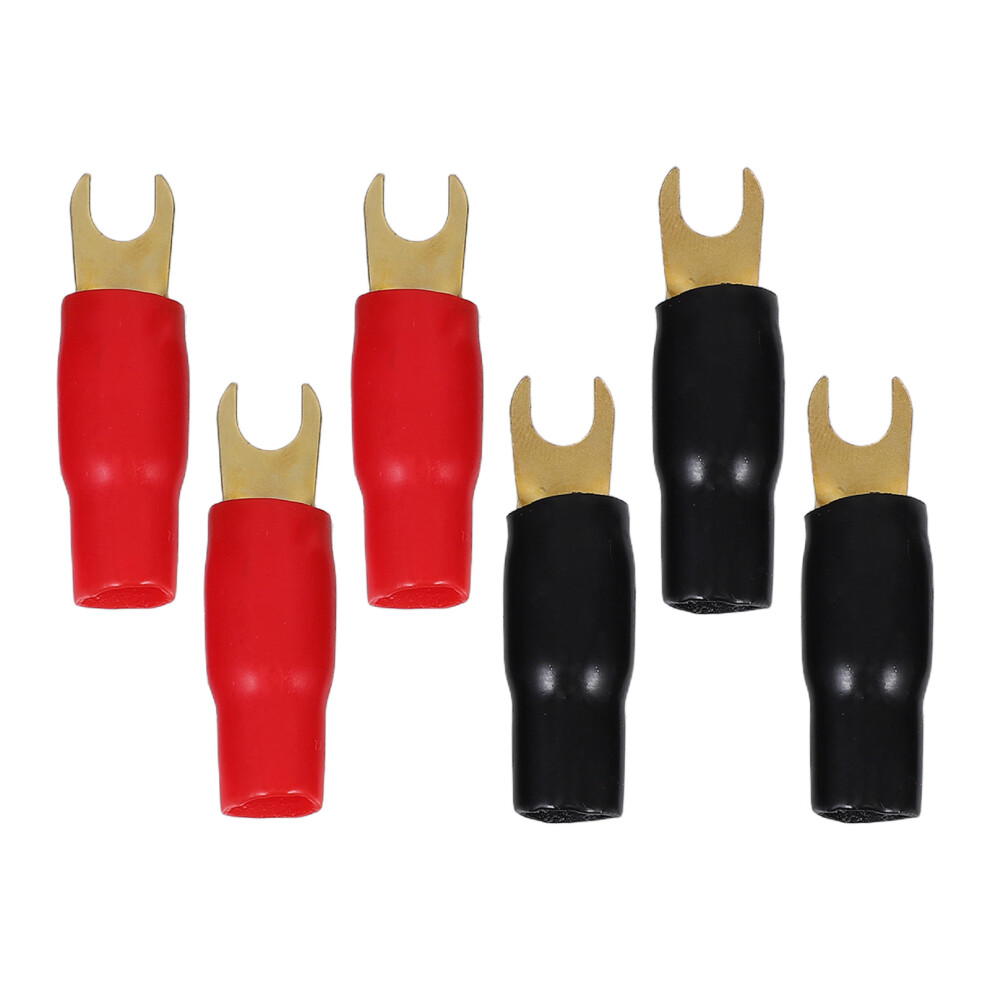 12Pairs Gold Plated 0 Gauge Crimp Fork Spade Connectors For Audio 3642167775284