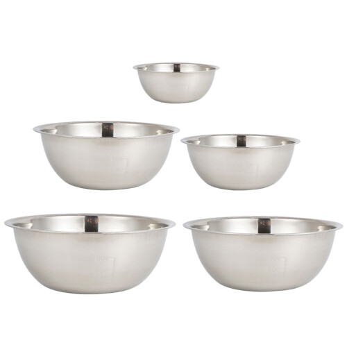 10Pcs Multi-Use Stainless Steel Mixing Bowls Silver Kitchen Prep Bowls