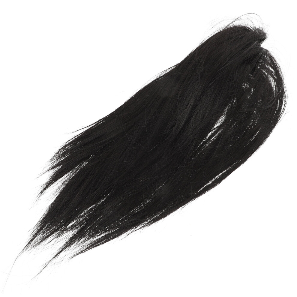 Inoomp Unisex Black 2Pcs Women Wig Long Fluffy Hair Extension Wig Clamp On Cosplay