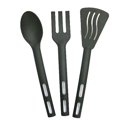 15Sets Black Portable Tableware Kit Lightweight Flatware Set for Home