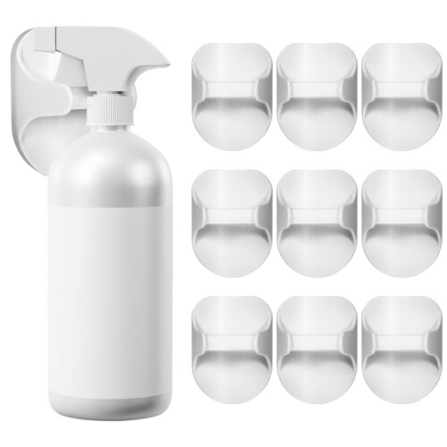 30Pcs Wall Mounted Spray Bottle Organizer White ABS No Drilling Hooks
