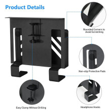 Under Desk Laptop Mount, Table Side Hanging File Organizer, No Drill Clamp Cable Management Tray, Laptop Holder