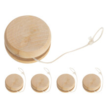 10Pcs Beige Wooden Yo-Yo Party Toy Small Wood Plaything for Kids