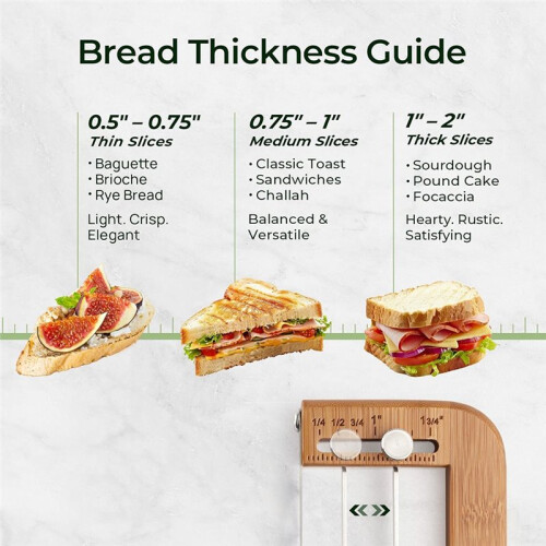 Adjustable Bread Cutter Upgraded Bread Slicer, Serrated Stainless Blade with Accurate Thickness Guide 2