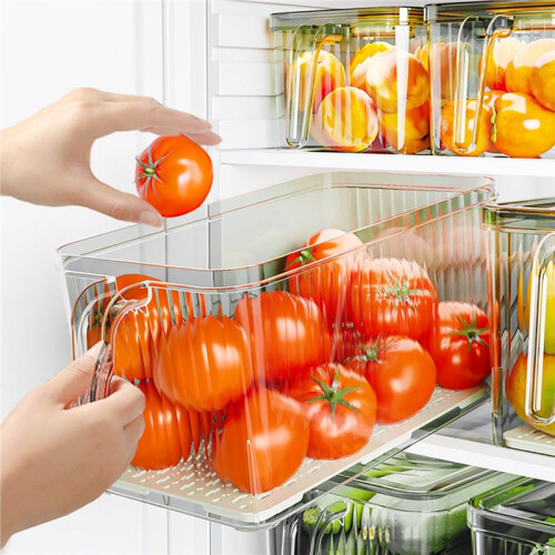 Handle Refrigerator Storage Box Food Grade Kitchen Organizer for Vegetables Eggs Freezer Safe Container with Lid 2