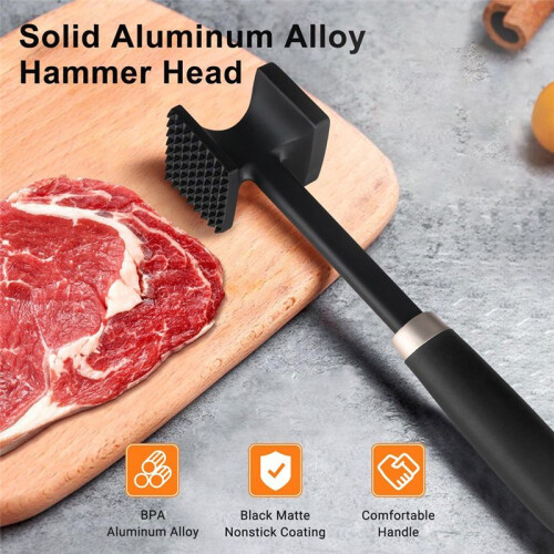 Meat Tenderizer, Dual-Side Meat Mallet, Heavy Duty Solid Meat Hammer Pounder Tool for Tenderizing Steak, Pork and Beef 1
