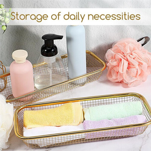 4 Pcs Gold Kitchen Drawer Organizer,Kitchen Drain Basket,Stackable Mesh Storage Baskets,for Holding Knife, Fork,Spoon 1
