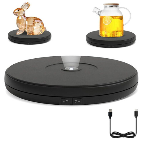 10inch LED Rotating Display Stand, 360 Motorized Turntable with Lights, 22lbs Capacity Electric Spinner Base 1