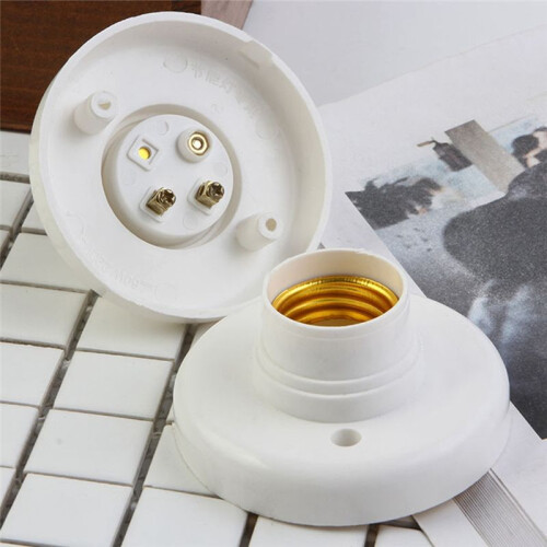 E27 Screw Cap Socket White Ceiling Light Lamp Bulb Fixing Base Stand Light Bulb Holder Spiral LED Bulb Base Lighting 1