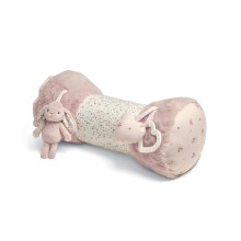 Mamas & Papas Tummy Time Roll, Interactive Soft Baby Pillow with Integrated Rattle, Welcome to The World, Pink