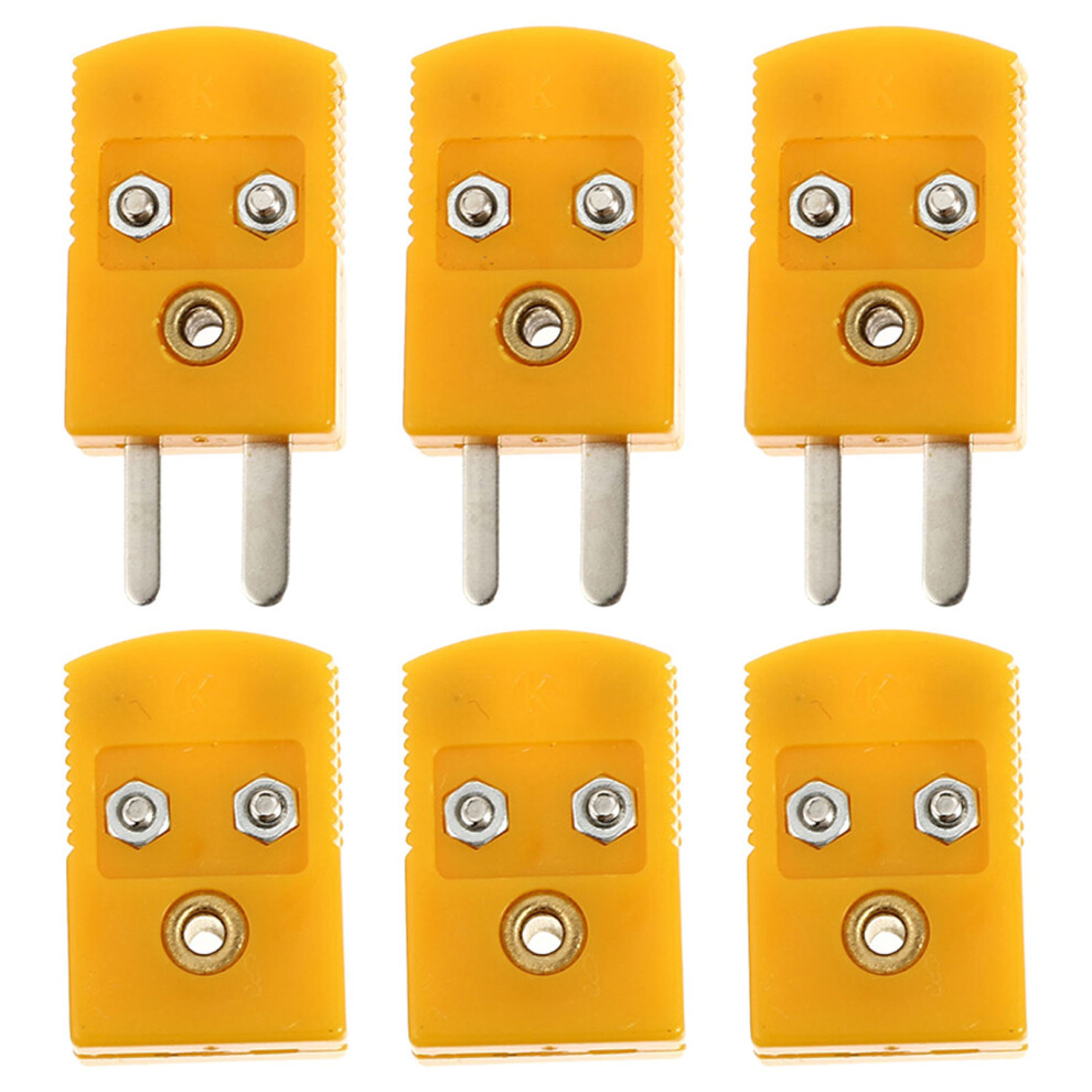 18Pcs Durable Abs K Type Thermocouple Male Female Connector Yellow 3642825020220