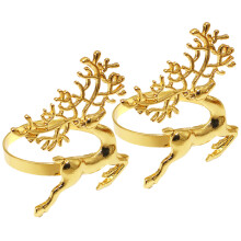 8Pcs Charming Golden Napkin Rings Reindeer Shape for Xmas Table